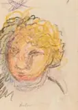 Alexis Preller, Head, sketch, wax crayon and pencil on paper