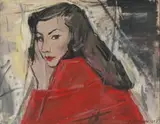 Armando Baldinelli, Woman in Red, oil on canvas