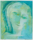 Woman in Blue by Bettie Cilliers-Barnard, watercolour and pastel on paper, sold Oct 2023