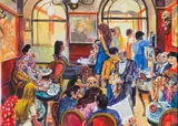 Gerhard Batha, Cafe, gouache on paper
