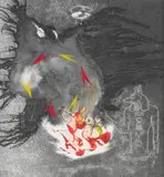 Frederick Clarke, Untitled (Anubis), monoprint and mixed media on paper
