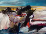 Fred Schimmel, Abstract Landscape #402, acrylic on card laid down on board