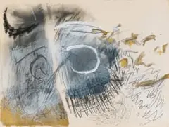 Jo Smail, Abstract in Black and Gold, mixed media on paper