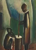 Pranas Domšaitis, Stamping Maize, oil on board