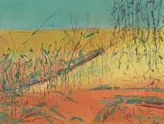 Green Dancing in a Desert by Kim Berman, colour monotype on paper, offered Oct 2023