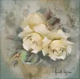Jeanette Dykman, White Roses, oil on board