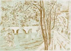 Thijs Nel, View of the Seine, lithograph on paper