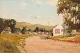 Adriaan Boshoff, Street Scene, oil on board