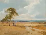 Christopher Tugwell, Three Figures under a Tree in an Extensive Landscape
