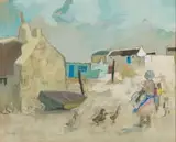 Marjorie Wallace, Coastal Village with Boat