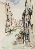 Canal Scene by Gregoire Boonzaier, watercolour on paper, sold Oct 2023