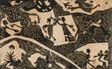 Ephraim Ziqubu, Untitled (Guitarist), linocut on onion skin paper