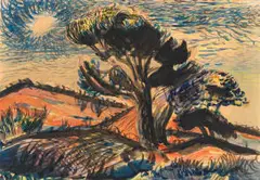 Merlyn Evans, Natal Landscape, watercolour on card