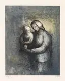 Henry Moore, Mother and Child I (CGM 671), etching and aquatint in four colours on paper