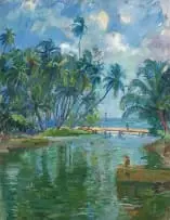 Reflections, Paquetá Island by Marie Nivouliès de Pierrefort, oil on canvas, sold Oct 2023