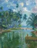 Reflections, Paquetá Island by Marie Nivouliès de Pierrefort, oil on canvas, sold Oct 2023