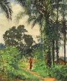 Guilherme d'Oliveira Marques, Woman on a Path, oil on board