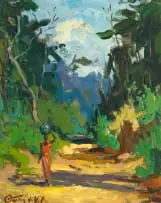Gaston de Vel, Figure on a Road, oil on canvas