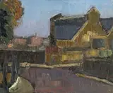 Bryan Senior, Riverside, recto; School at Gospel Oak, verso, oil on canvas