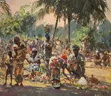 Guilherme d'Oliveira Marques, Street Market, oil on canvas