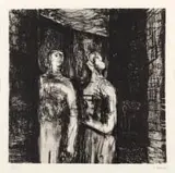 Henry Moore, Friday Night, Camden Town (CGM 417), etching on paper