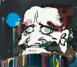 The Road to Illumination Stretches Too Far Ahead. How Can I Fend Off the Crashing Waves of Earthly Desires? I Am There in a Mournful Beast. The Husk of Humanity, Too Cruel by Takashi Murakami, 2008, offset lithograph in colours on paper, sold Oct 2023