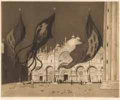 Claude Francis Barry, St Mark's, Venice, etching on paper