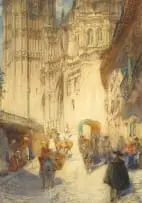 Henry Charles Brewer, Toledo, watercolour on card