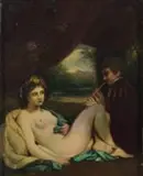 Continental School, 19th Century, Flute Player, oil on wood panel