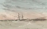 Thomas Bowler, Prince Charlie Table Bay, watercolour and pencil with heightening in China White on toned Ackerman & Co paper