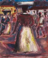 Gerard Sekoto, Figures on a Street, oil on canvas laid down on board