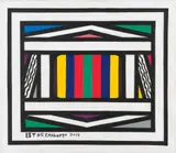 Untitled (Multicolour Central Motif) by Esther Mahlangu, oil on canvas, sold Feb 2024