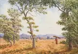 Gerard Bhengu, Landscape with Wood Carrier