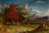 Thomas Baines, 74th Regiment Encamped on the Quisanie a Small Streamlet and a Tributary of the Chumie River, 24 June 1851, oil on artist's board