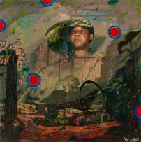 Wayne Barker, Chris Hani, digital print and enamel on canvasboard