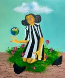 What is Feminism? by Ene Yakno-Abasi Jessicah, acrylic on canvas, offered Feb 2024