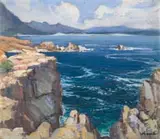Hermanus Seascape by Hugo Naude, oil on canvas, sold Sep 2023