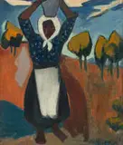 Maggie Laubser, Washer Woman, oil on card laid down on board