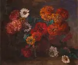 Frans Oerder, Zinnias in a Vase, oil on canvas