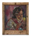 Irma Stern, Praying Arab, oil on canvas in an original hand-carved Zanzibar wooden frame