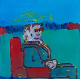 Figure in the Dusk by Robert Hodgins, oil on canvas, sold Sep 2023