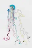 Nicholas Hlobo, Ityhengetyhenge, ribbon and rubber on canvas