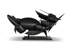 Abstract Horizontal Form by Edoardo Villa, painted steel with a black patina on a metal base, sold Sep 2023