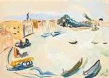 Irma Stern, A Venetian Coastline with Boats, gouache and watercolour on paper