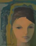 Abstract Portrait by Bettie Cilliers-Barnard, oil on canvas, sold Sep 2023