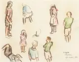 Peter Clarke, Figural Study I, coloured pencil and wax crayon on paper