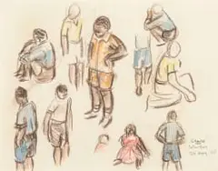 Figural Study II by Peter Clarke, coloured pencil and wax crayon on paper, sold Sep 2023