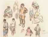 Peter Clarke, Figural Study II, coloured pencil and wax crayon on paper