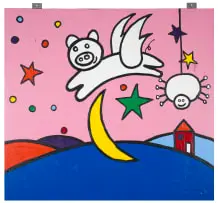 Spider Pig by Richard Scott, acrylic on board, offered Sep 2023