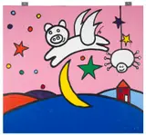 Spider Pig by Richard Scott, acrylic on board, offered Sep 2023